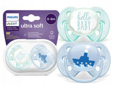 Philips Avent Ultra Soft Suzete din silicon Boy 0-6m 2 buc  SCF222/01