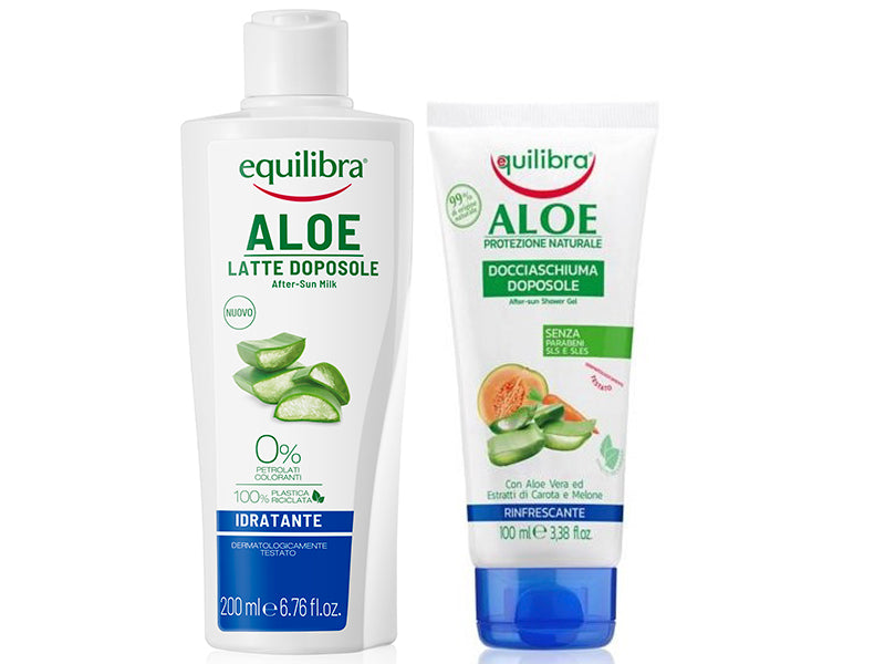 Equilibra Aloe Laptisor calmant dupa plaja 200ml + Gel dus revigorant dupa expunere la soare 100 ml cadou