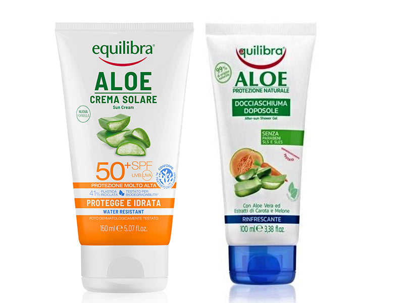 Equilibra Aloe Crema protectie SPF50+ 150ml + Gel dus revigorant dupa expunere la soare100ml cadou