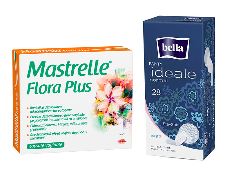 Mastrelle Flora Plus caps vaginale N10 + Bella Panty Absorbante zilnice N28 cadou