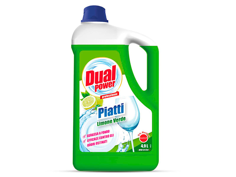 Dual Power Gel pt spalat vase cu dozator Lemon Green 4.9L