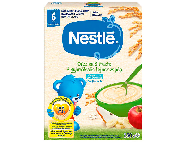 Nestle Terci orez 3 fructe cu lapte 250g