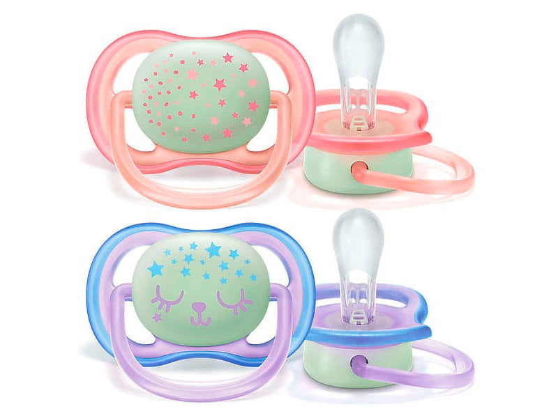 Philips Avent Ultra Air Night Suzete din silicon Girl 0-6m 2 buc  SCF376/12