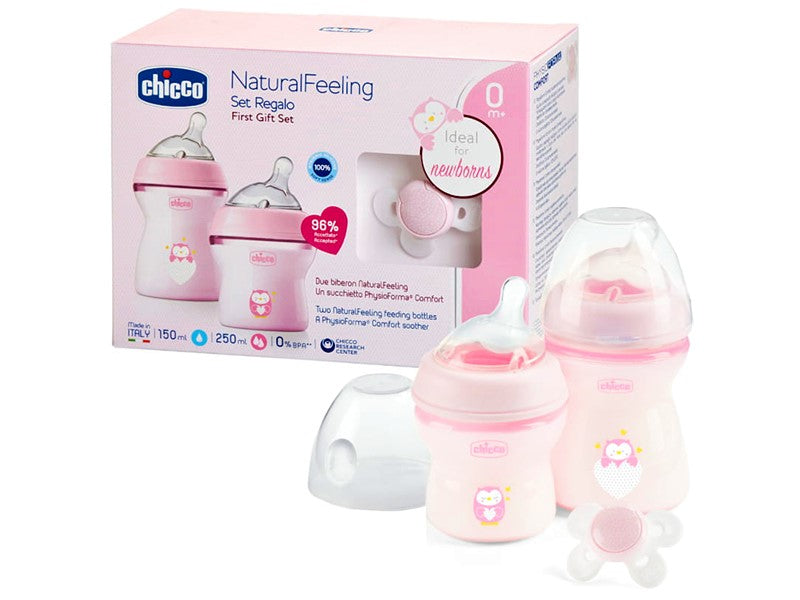 Chicco SET GIRL NEW: 1 biberon Step Up 0m+ 1 biberon Step Up 2m+ suzeta 0-6m+ 8131160