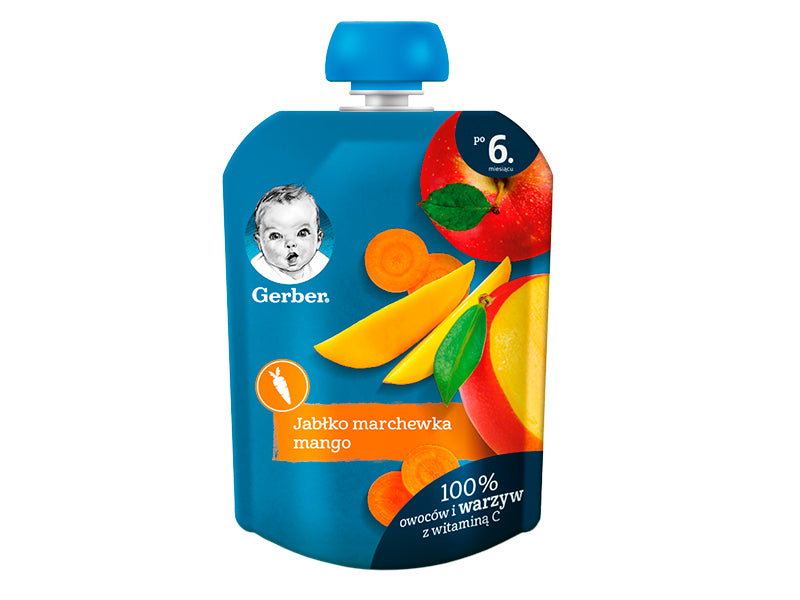 Gerber Pireu Mere Morcov Mango 80g pauch
