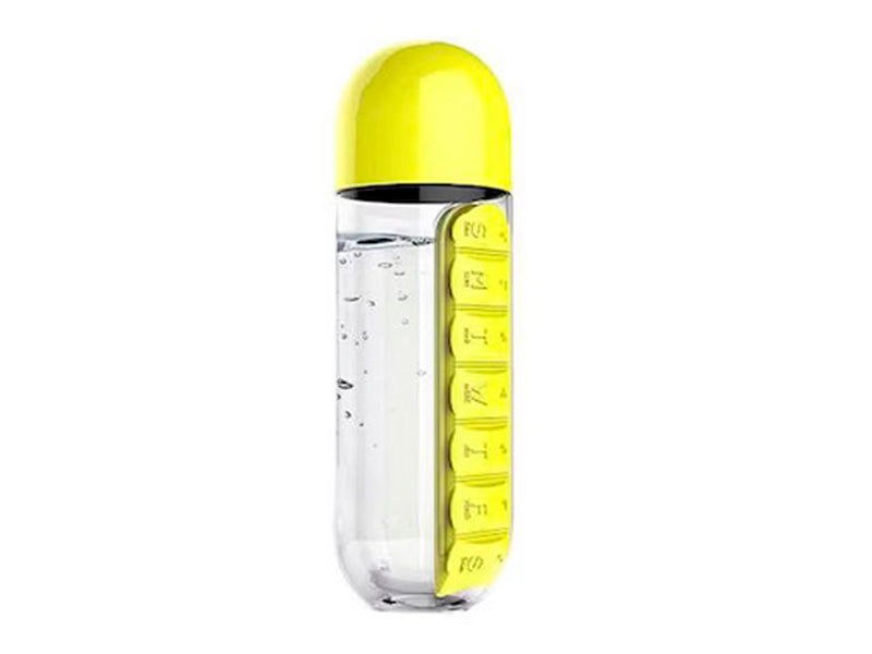 Анабокс Питьевая бутылка 700мл с органайзером для лекарств саптамин желтый N7