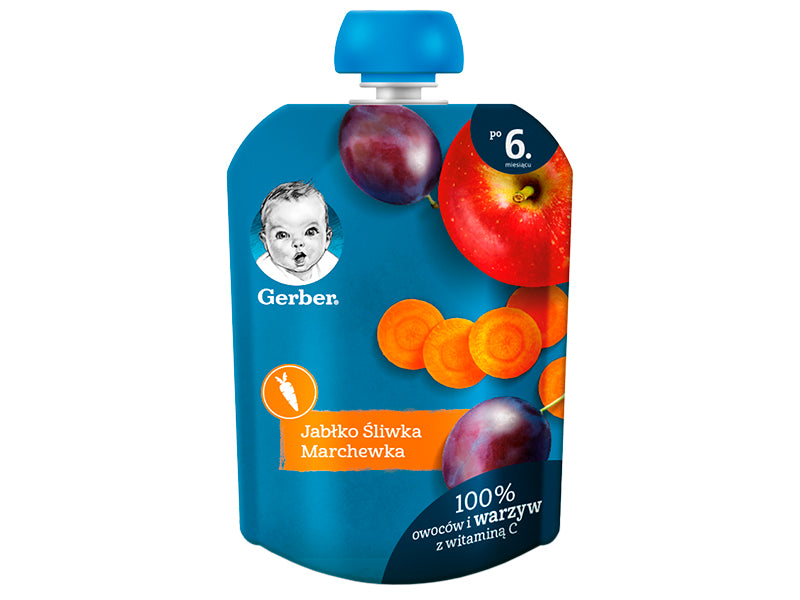 Gerber Pireu Mere Prune Morcov 80g pauch
