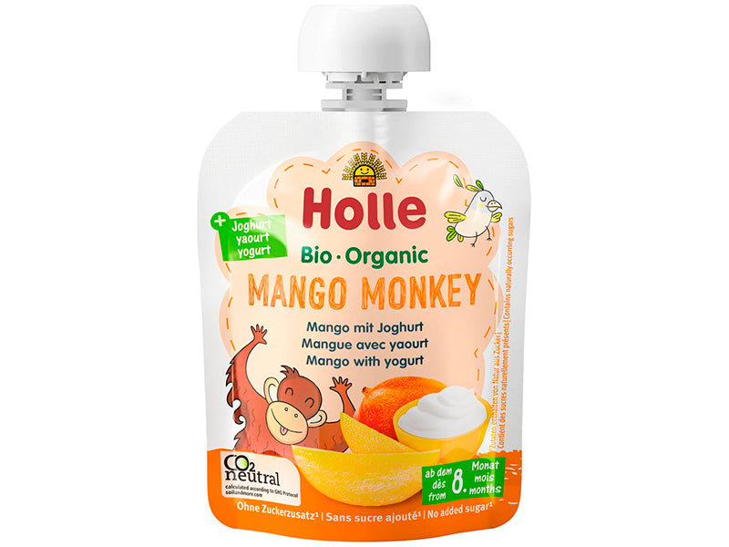 Holle Bio Organic pireu cu iaurt Mango Monkey de mango (8 luni+) 85g