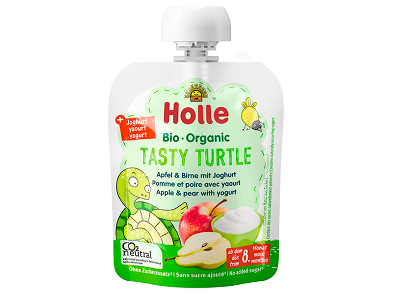 Holle Bio Organic pireu cu iaurt Tasty Turtle de mere si pere (8 luni+) 85g