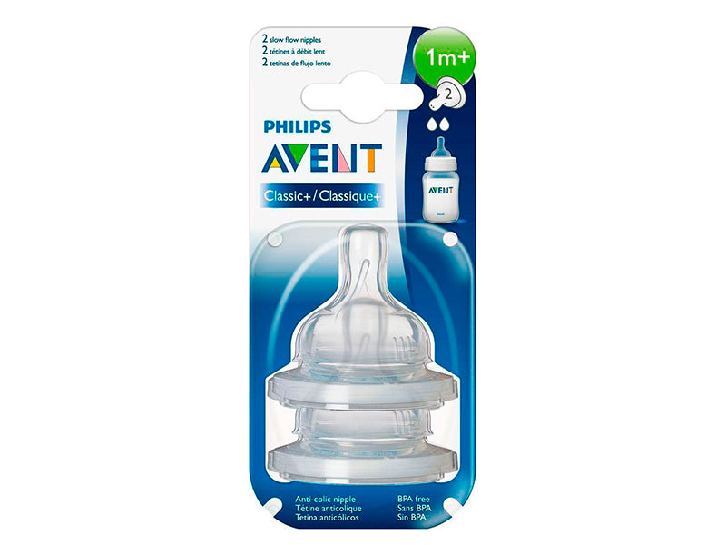 Philips Avent Anti-Colic Tetina din silicon 1m+ 2 buc SCF632/27
