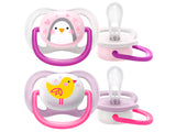 Philips Avent Ultra Air Силиконовые пустышки для девочек 0–6 месяцев, 2 шт. SCF080/06