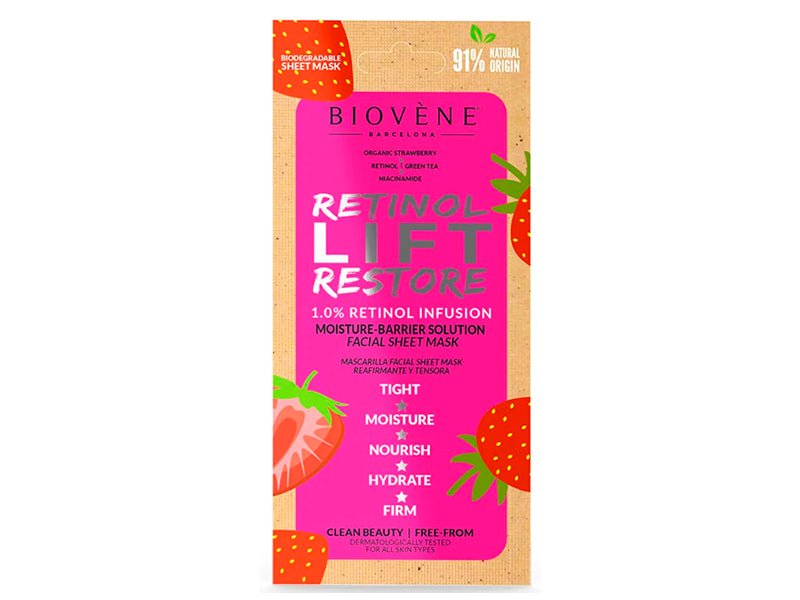 Biovene Retinol Lifting Masca pu fata textila Capsuna organica 20ml
