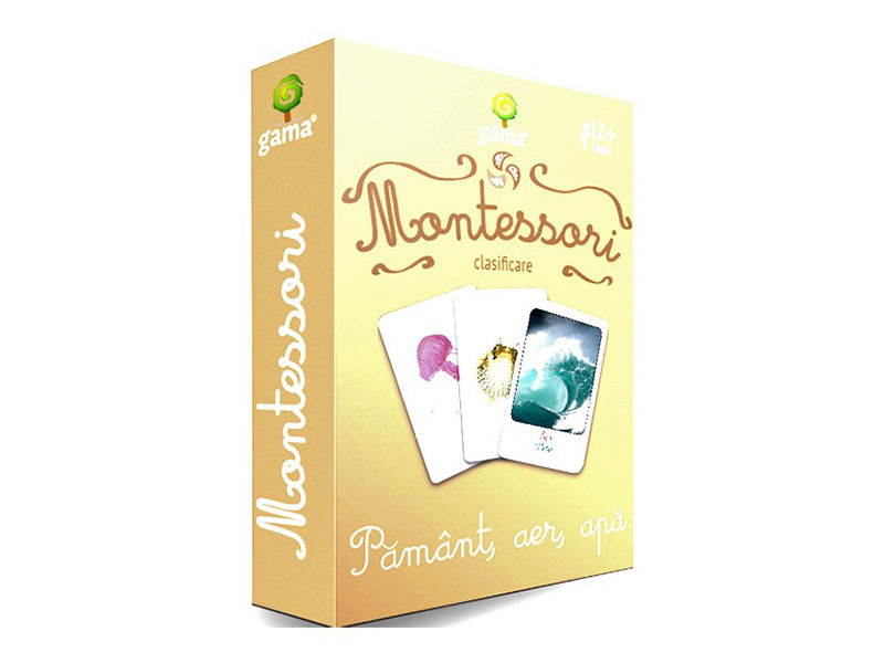 Carti de joc Montessori. Pamant, aer, apa. Clasificare