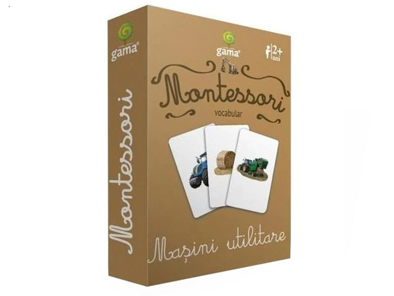 Carti de joc Montessori. Masini utilitare. Vocabular