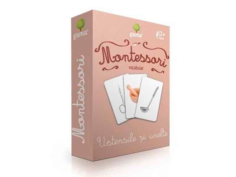 Carti de joc Montessori. Ustensile si unelte. Vocabular