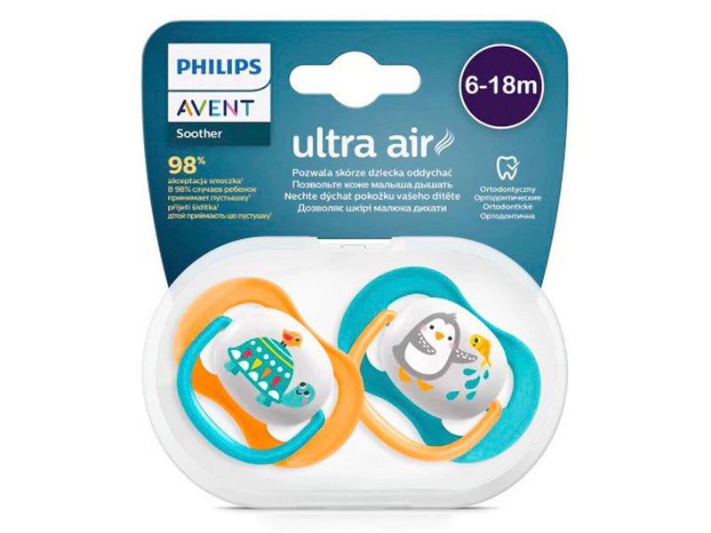 Philips Avent Ultra Air Силиконовые пустышки 6–18 мес., 2 шт. SCF080/12