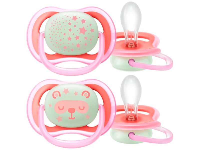 Philips Avent Ultra Air Night Suzete din silicon Girl 6-18m 2 buc  SCF376/22