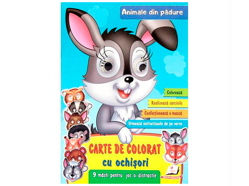 Carte de colorat cu ochisori. Animale din padure