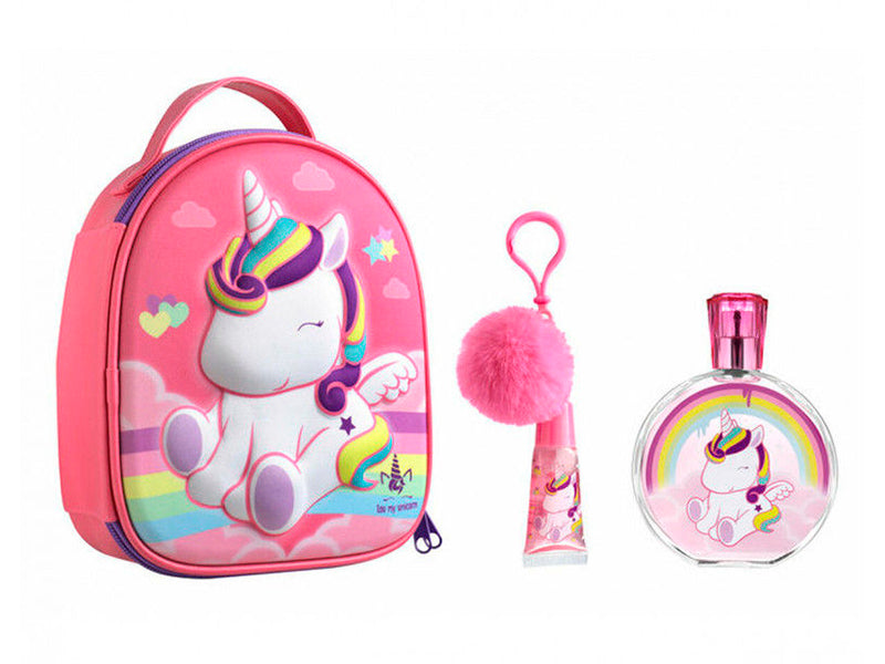 Air-Val Eau my Unicorn Set Zip Trusa 3D + Apa de toaleta 100ml + Luciu de buze cu farmec pom pom P009735