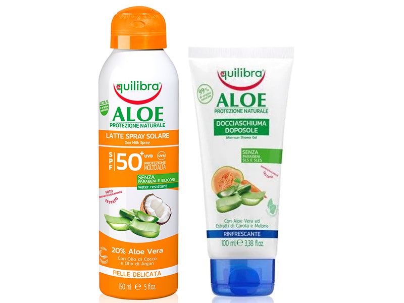 Equilibra Aloe ProSun-UV Laptisor spray protectie solara SPF 50+ 150ml + Cadou Gel dus revigorant dupa expunere la soare 100 ml