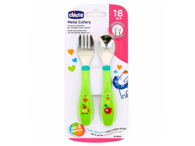 Chicco Set lingurita + furculita din inox