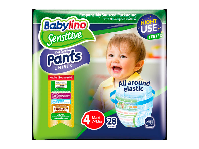 Подгузники-трусики унисекс Babylino Sensitive Pants 4 (7-13 кг) N28