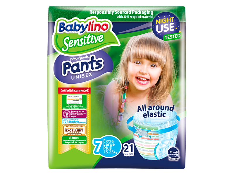 Подгузники-трусики унисекс Babylino Sensitive Pants 7 (15-25 кг) N21