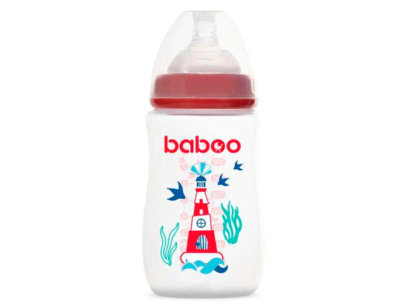 Детская бутылочка Baboo антиколиковая красная 250мл 3M+ 3-116