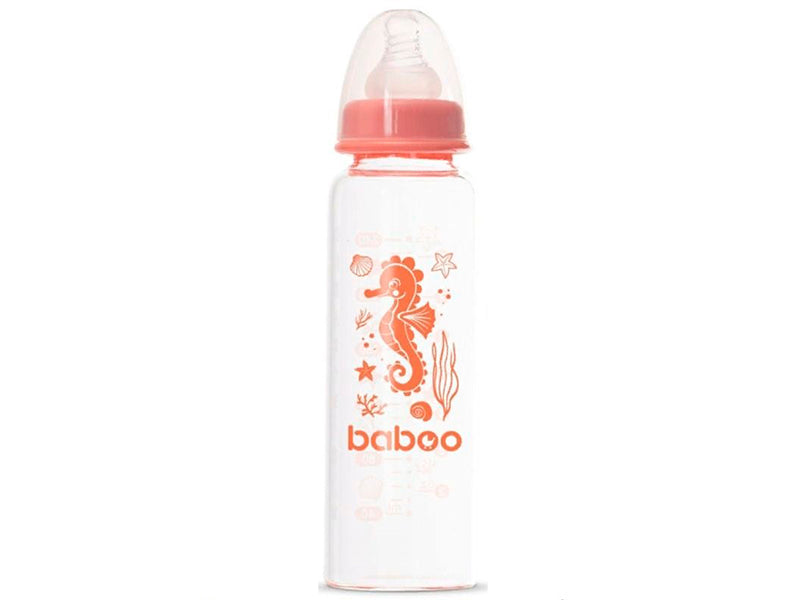 Стеклянная бутылка Baboo антиколиковая 240мл оранжевая 3M+ 3-118
