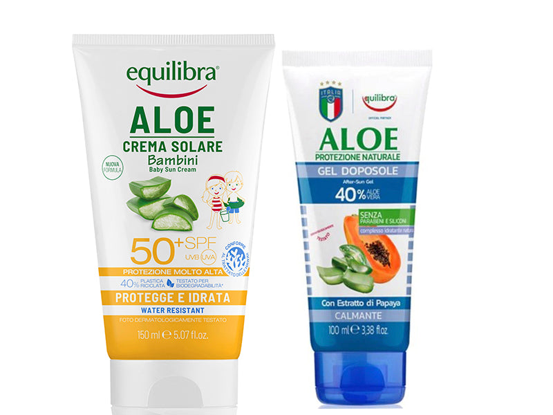 Equilibra Aloe Солнцезащитный крем для детей SPF50+ 150мл новинка + Подарок Гель алоэ успокаивающий после пляжа 100мл