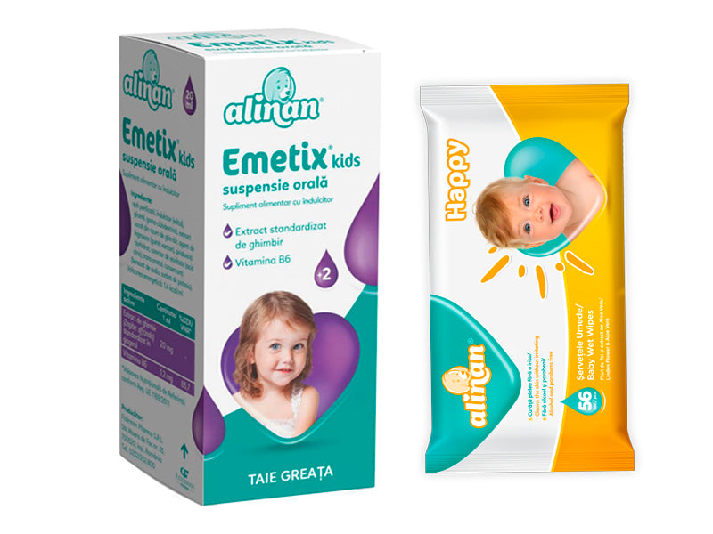 Alinan Emetix Kids suspensie orala 20ml+servetele cadou