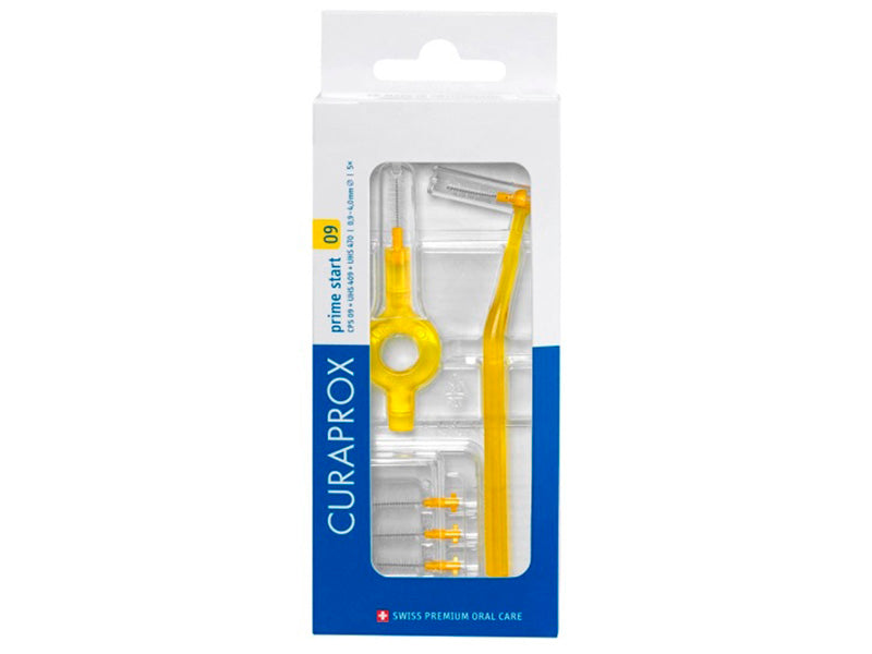 CURAPROX Periuta Interdentare CPS 09 Prime Start cu 5 periute de schimb CPS 09 + maner UHS 409 si UHS 470 galben + capac de protectie