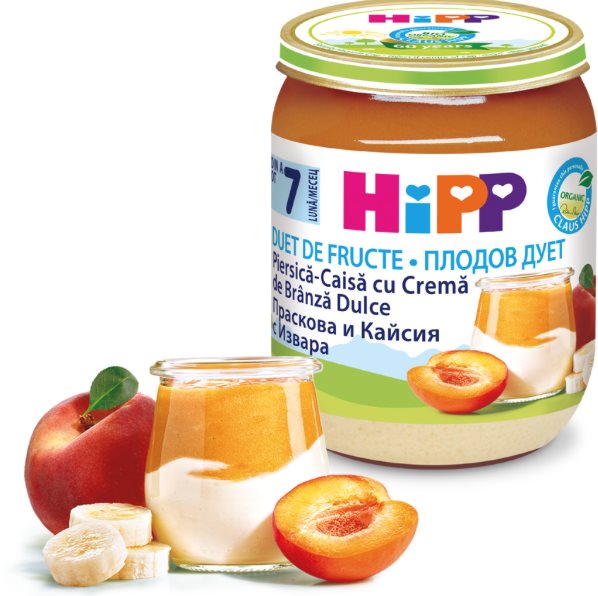 Hipp 5470 Piure Piersici Caise Brinza 160g