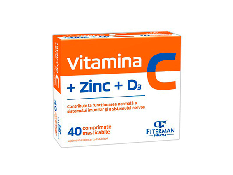 Vitamina C 200mg +Zinc 2mg+D3 400UI comp. masticabile