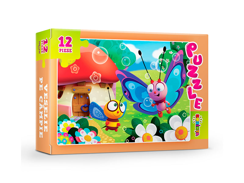 Puzzle 12 Veselie pe cimpie c/b