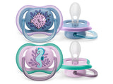 Силиконовые пустышки Philips Avent Ultra Soft для девочек (6-18 месяцев) (2 шт., SCF085/61)