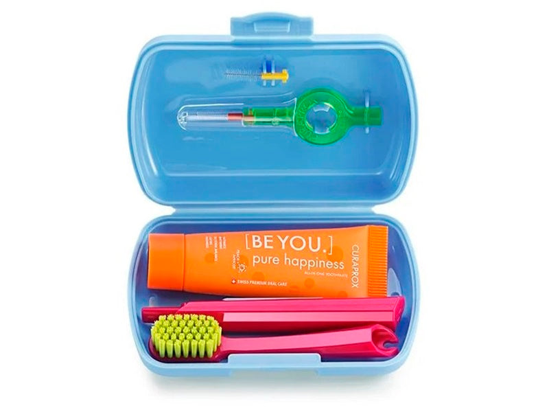 CURAPROX Set Travel Ortho blue, travel toothbrush, interdental brush, toothpaste 10ml