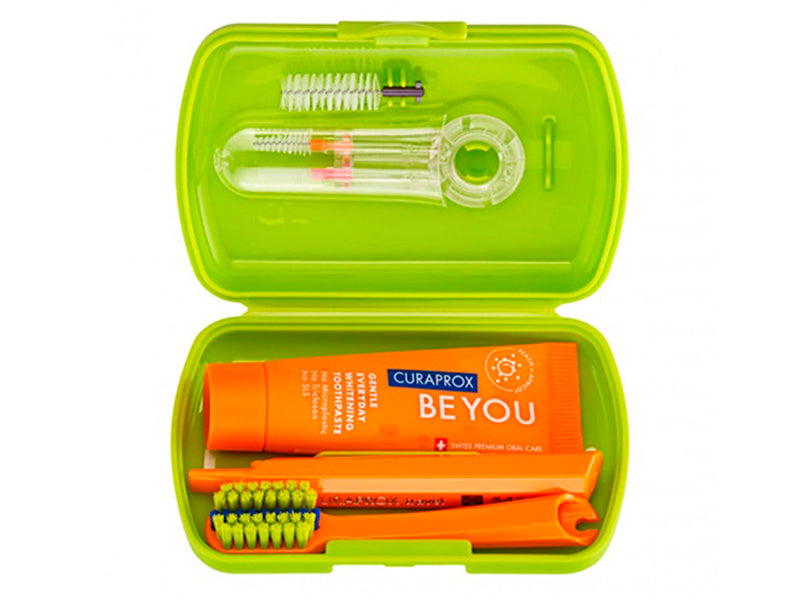 CURAPROX Set Travel Ortho green, travel toothbrush, interdental brush, toothpaste 10ml