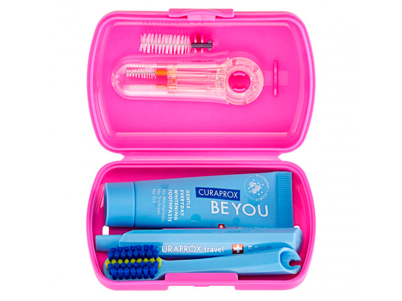 CURAPROX Set Travel Ortho pink, travel toothbrush, interdental brush, toothpaste 10ml