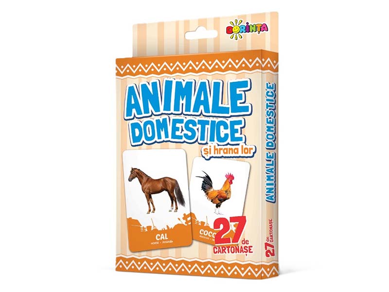 Carte 27 cartonase animale domestice si hrana lor c/b