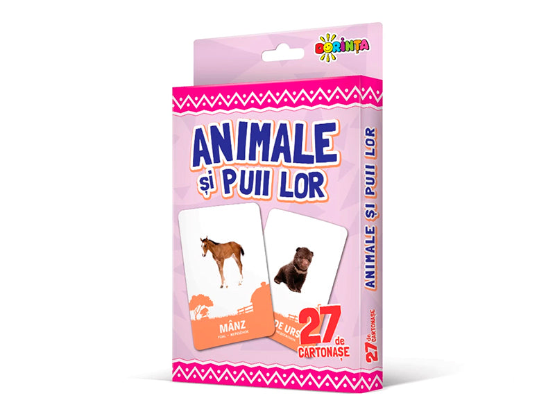Carte 27 cartonase. animale si puii lor c/b