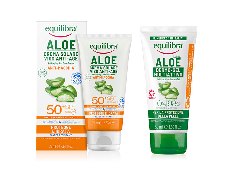 Equilibra Aloe Crema protectie solara pentru fata SPF50+ Aloe Vera Gel