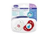 Chicco Suzeta din silicon PH AIR 16-36M luminiscenta alb/rosu 2buc 7503543