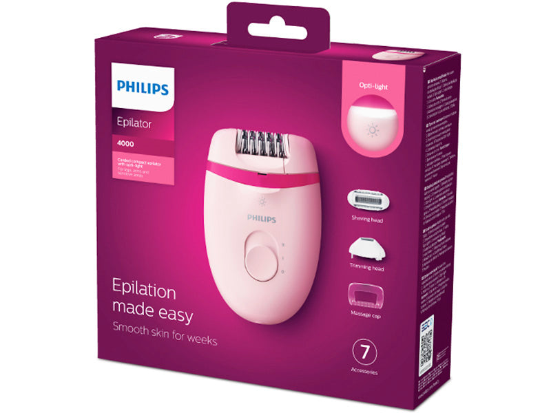 Philips PC Epilator compact Philips Satinelle, cu fir, setari 2 viteze, Opti-lighT BRE285/00