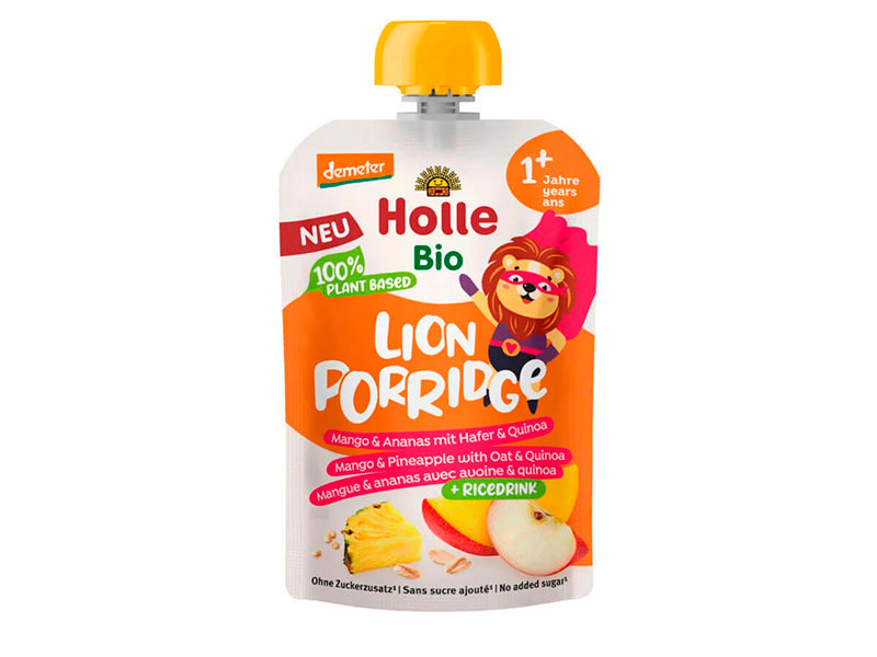 Holle Bio Organic piure cu fulgi Lion Porridge de mango, ananas, ovaz, quinoa