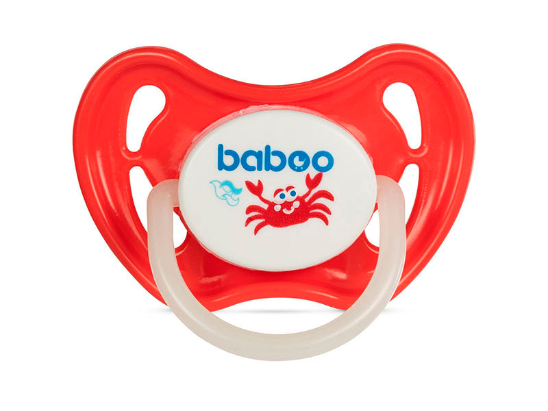 Baboo suzeta silicon simetrica, fosforescenta, rosu