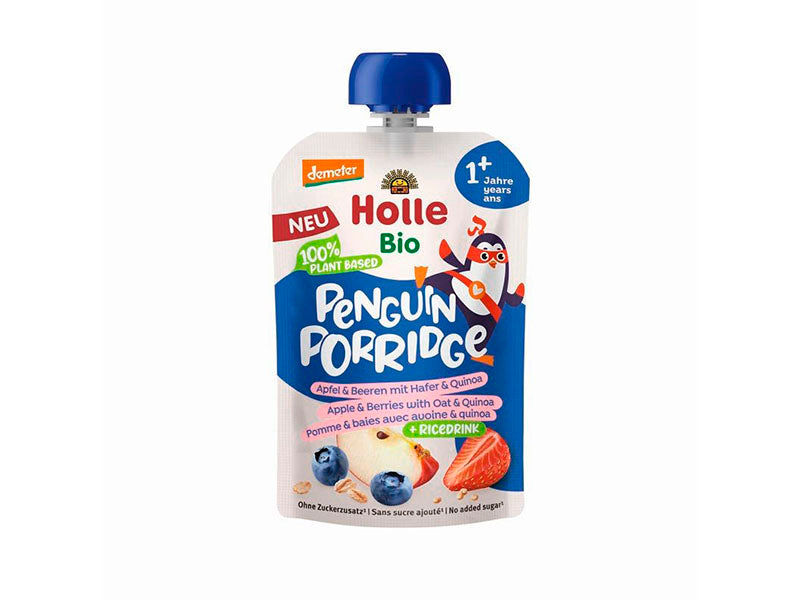 Holle Bio Organic piure cu fulgi Penguin Porridge de mere, fructe de padure, ovaz, quinoa (12 luni+) 110g