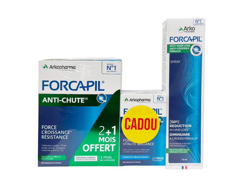 Forcapil SET Anti-Chute comp N90 + Forcapil Spray 125ml + Forcapil caps N60 Cadou