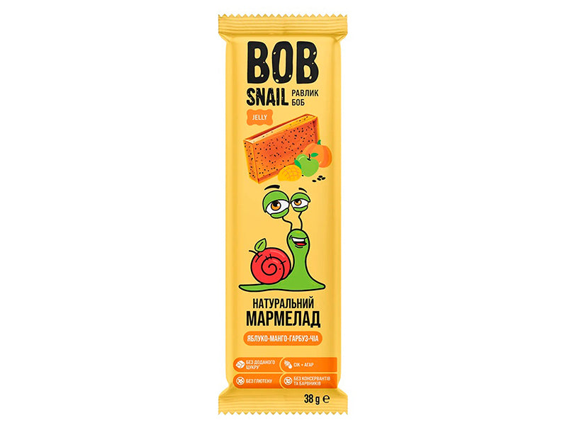 Bomboane Marmelada naturala de mango-dovleac-chia BOB SNAIL 38g