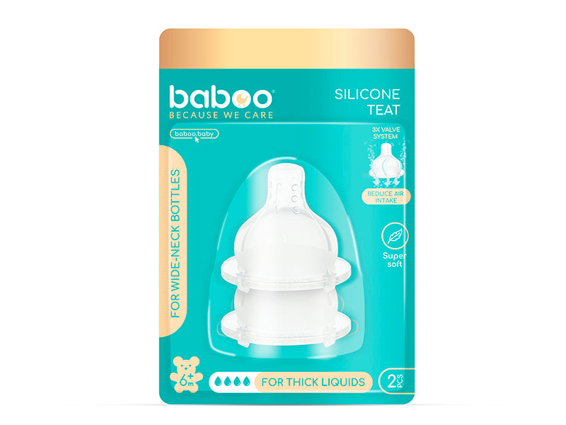 Baboo tetina anti-colic silicon 6M+ 2buc Premium 4-012 NEW